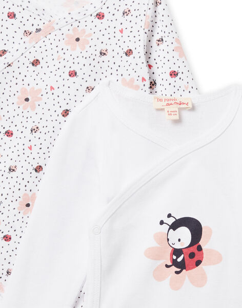 Set 2 body con stampa coccinelle e fiori nascita bambina NOU1BOD3 / 22SF0341BDN000