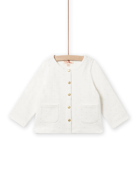 Cardigan ecrù a pois dorati neonata NIJOCAR1 / 22SG0962CAR001
