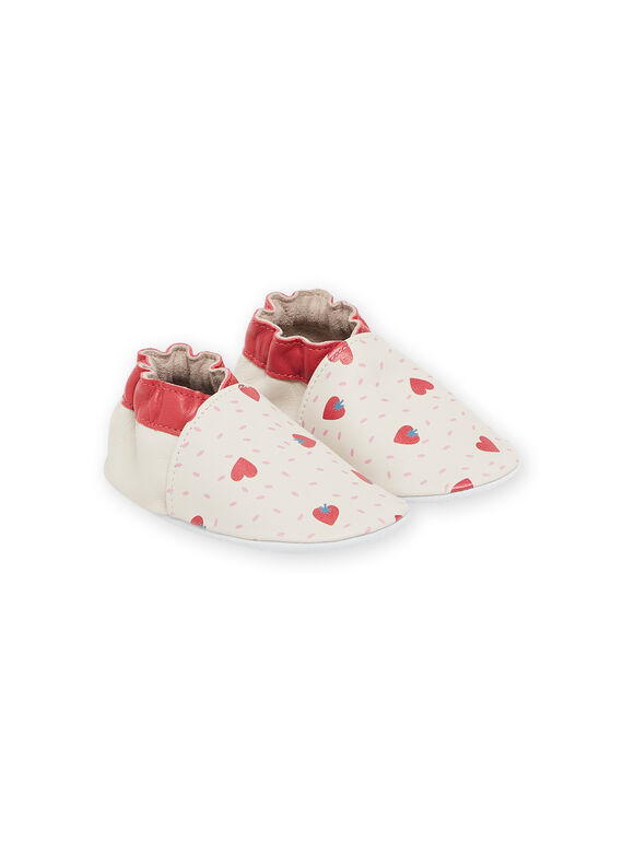 Babbucce in pelle ecrù con stampa fragole RICHOSTRAW / 23KK3741D3S001
