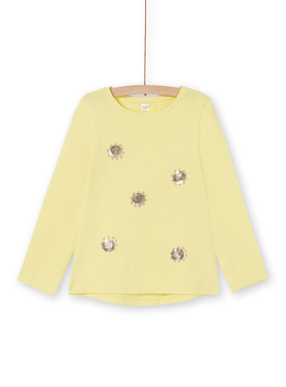 T-shirt gialla a maniche lunghe con paillettes LAJOTEE5 / 21S90135D32116