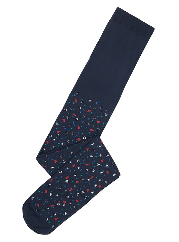 Collant in poliammide bambina navy con motivo multicolore JYAGRACOL / 20SI01E1COLC243