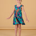Abito multicolore con spalline con volant