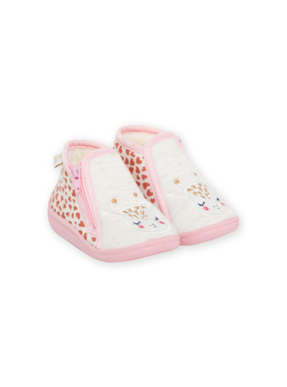 Stivaletti beige e rosa con motivi giraffe neonata NIPANTGIRAFE / 22KK3721D0A080