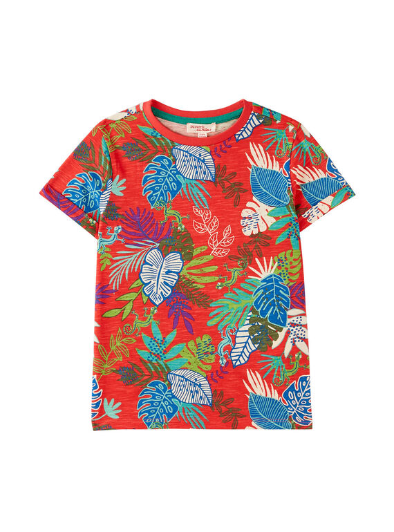 T-shirt bambino ruggine con stampa foglie tropicali JOSAUTI6 / 20S902Q6TMC408