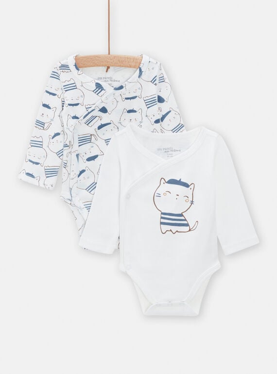 Set 2 body neonato panna con stampa gatto TOU1BOD5 / 24SF04H1BDNA001