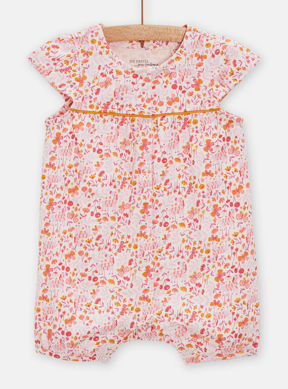 Tutina rosa chiaro con stampa a fiori e zebra neonata TEFIGREAOP / 24SH1352GRE301