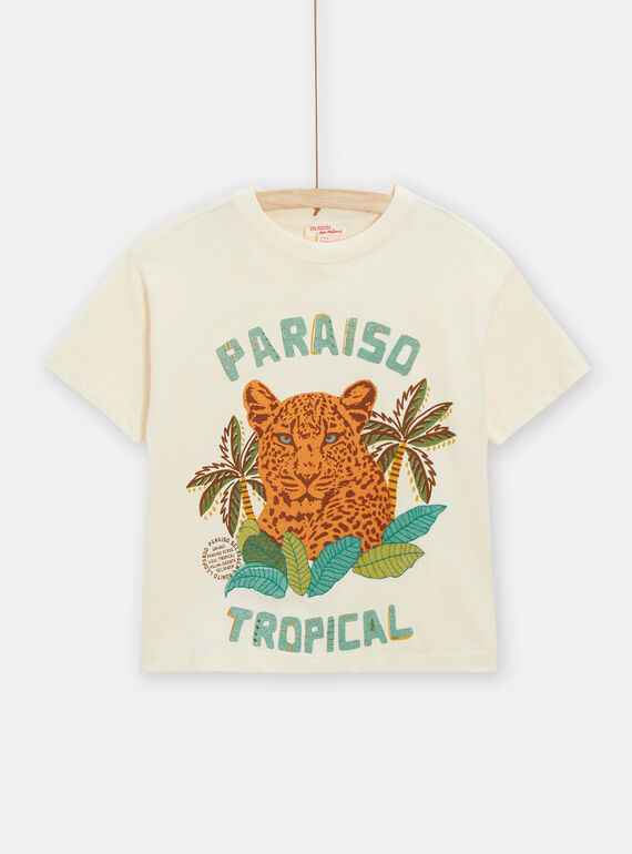 T-shirt ecrù con motivo giaguaro bambino TOLITI2 / 24S902T3TMC005
