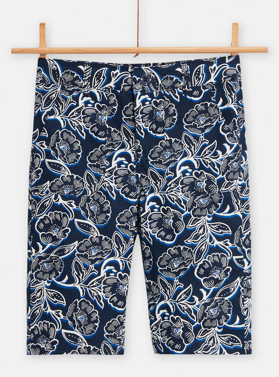 Bermuda navy con stampa a fiori bambino TOPABER1 / 24S90221BER705