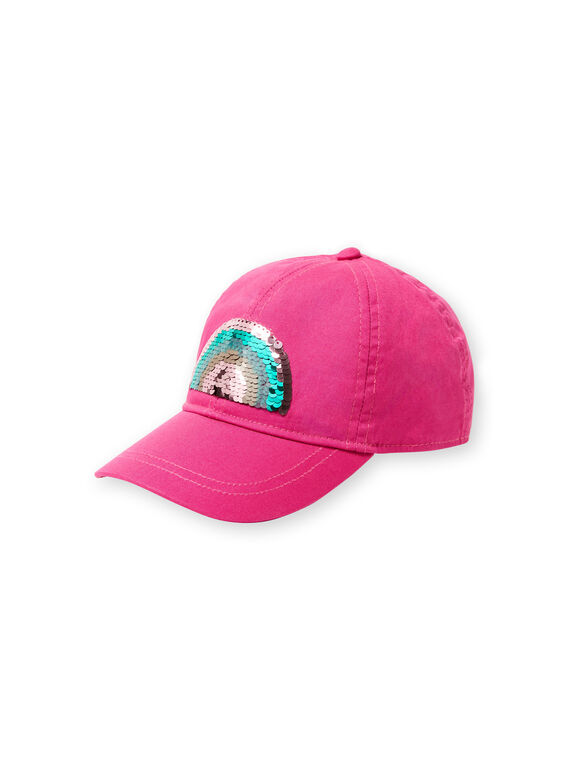 Cappellino rosa motivo arcobaleno glitterato double face bambina JYAMARCAP / 20SI01P1CHAH700