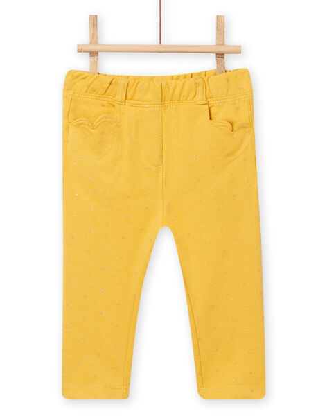 Pantaloni gialli a pois e tasche cuori neonata NIJOPAN1 / 22SG0961PANB105