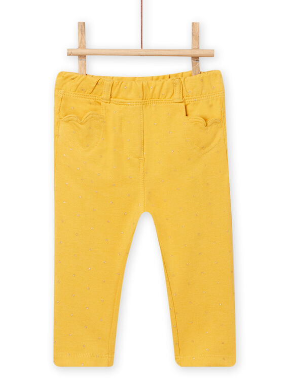 Pantaloni gialli a pois e tasche cuori neonata NIJOPAN1 / 22SG0961PANB105