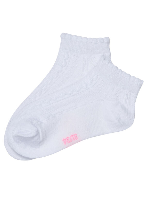 Calze bambina bianche intrecciate con filato lurex iridescente JYAPOECHO / 20SI01G1SOQ000