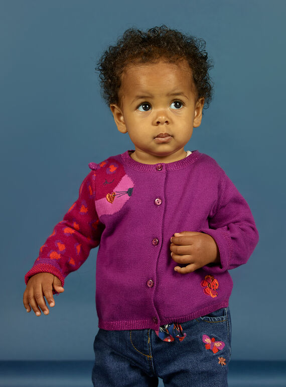 Cardigan viola con motivo leopardo neonata MIPACAR / 21WG09H2CAR712