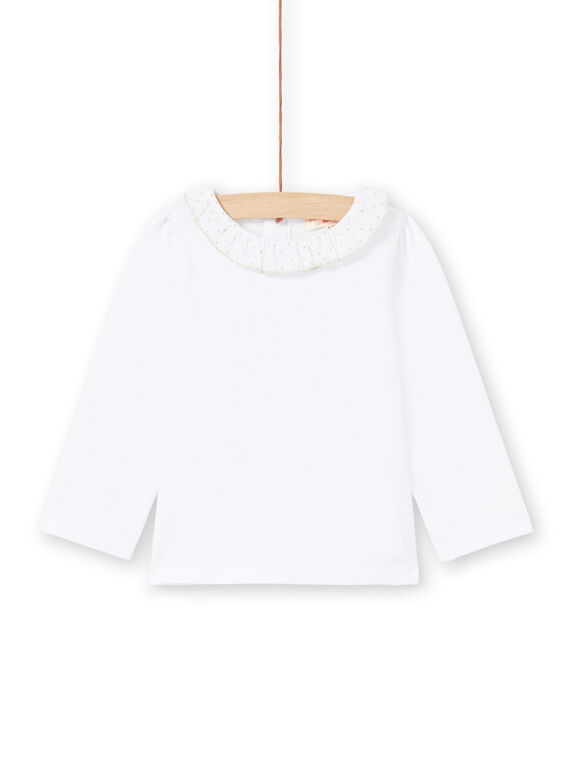 T-shirt a maniche lunghe bianca con colletto neonata MIJOBRA1 / 21WG0911BRA000
