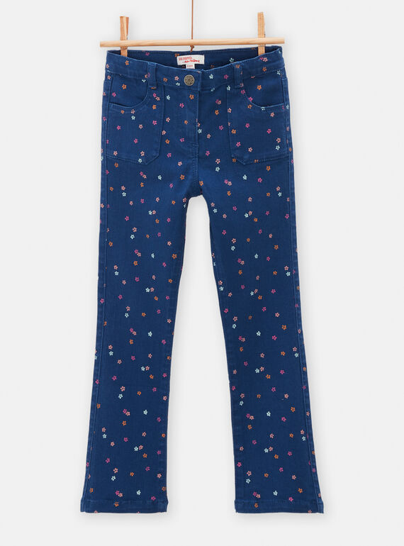 Jeans bambina blu bondi con stampa a fiori TAJOPANT2 / 24S90183PANC220
