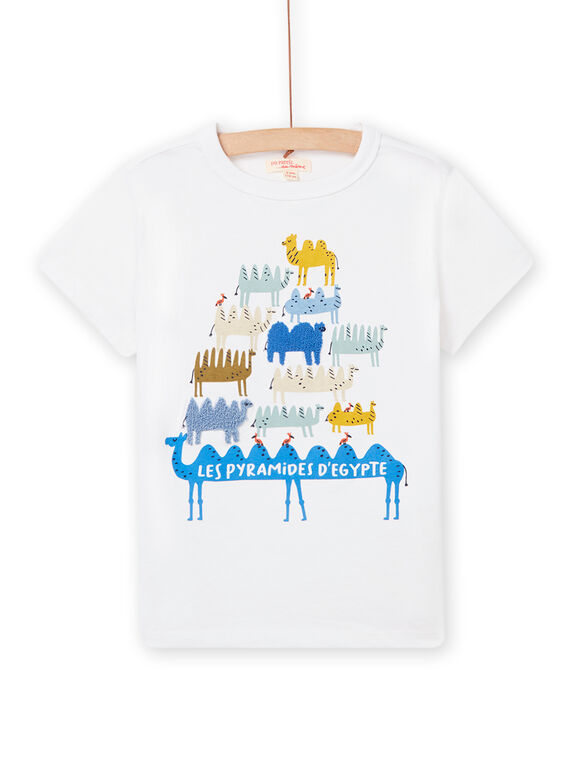 T-shirt bianca con motivi cammelli bambino NOSANTI1 / 22S902S1TMC000