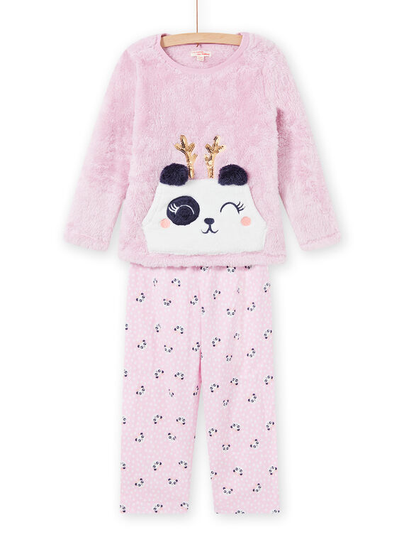 Set pigiama rosa motivo panda in soft boa bambina MEFAPYJKAN / 21WH1191PYJ326