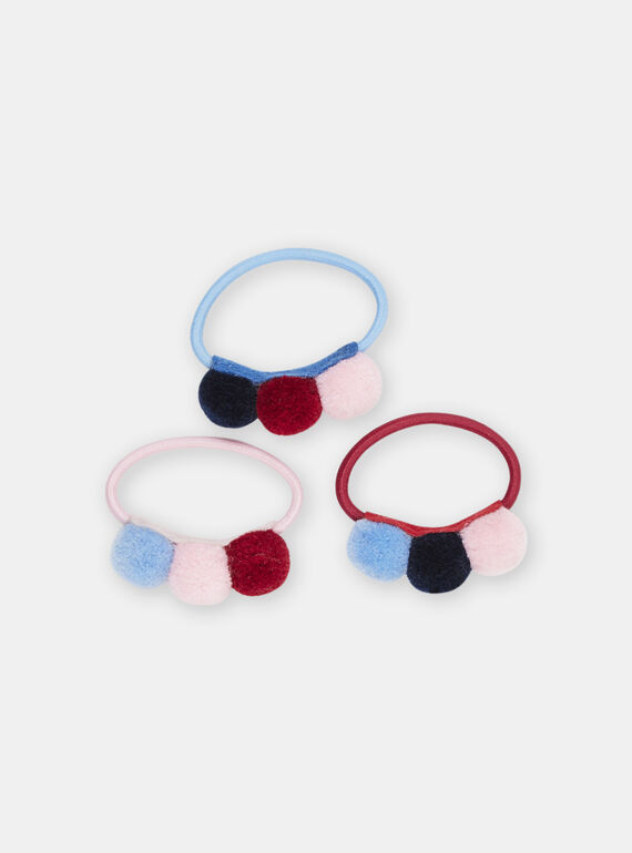 3 elastici con pompon blu bambina SYAJOELA5 / 23WI0187ELA216