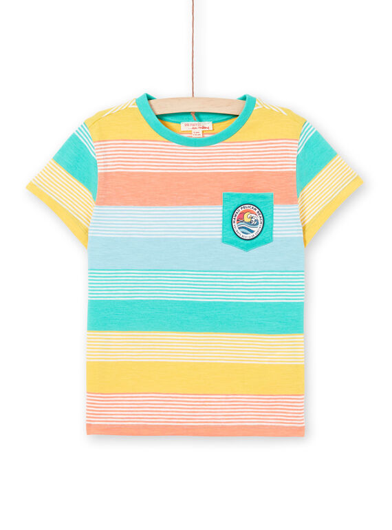 T-shirt gialla e verde a righe bambino LOBONTI4 / 21S902W4TMC600