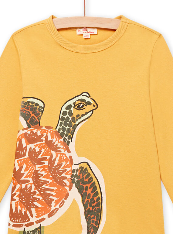 T-shirt gialla ricamo tartaruga bambino NOVITEE3 / 22S902M2TMLB107