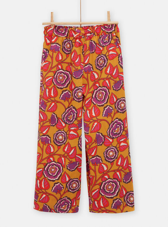 Pantaloni taglio morbido gialli con stampa a fiori bambina TALIPANT / 24S901T1PAN107