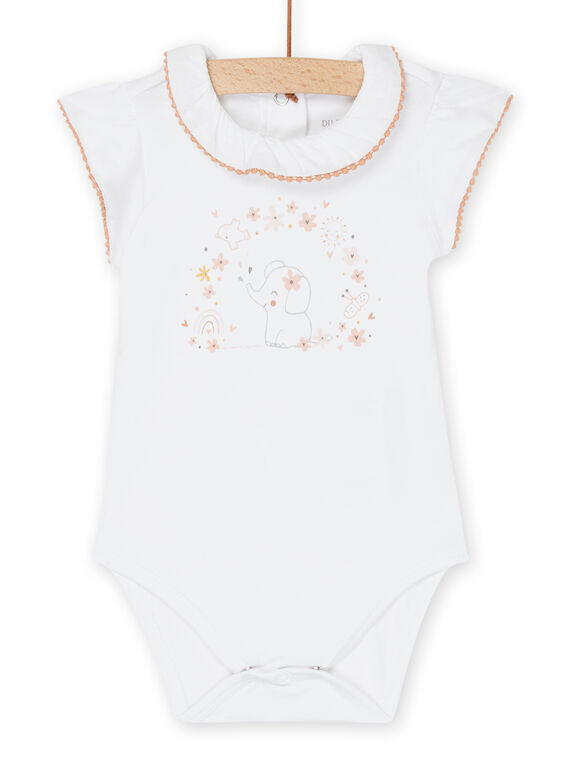 Body bianco con motivi fantasia e cucciolo di elefante ROU2BOD3 / 23SF03I1BOD000