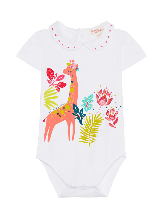Body bianco con collo in voile neonata JIBOBODY / 20SG09H1BOD000