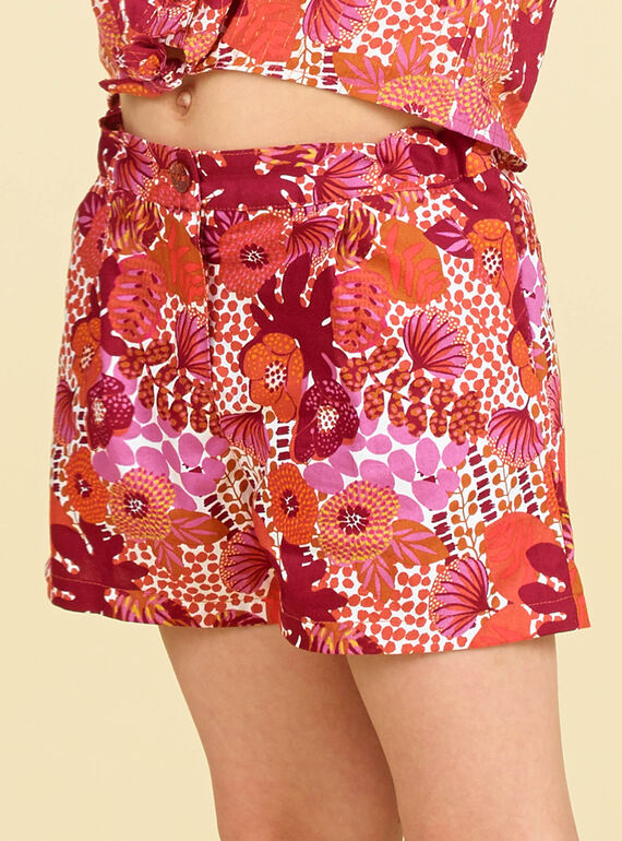 Shorts arancioni e rosa con stampa a fiori LATERSHORT2 / 21S901V3SHO001