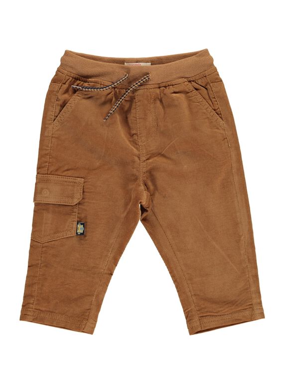 Baby boys' light brown velour trousers DUJOPAN3 / 18WG1034PANI802