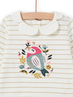 T-shirt a righe con motivo uccello e fiori neonata MIKABRA / 21WG09I1BRA001