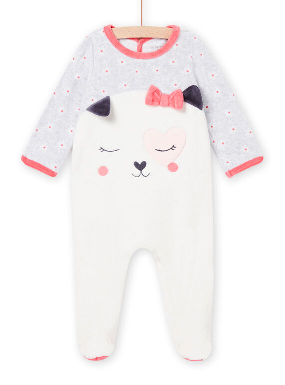 Tutina in velluto con stampa fiori motivo cane neonata MEFIGREDOG / 21WH1392GRE001