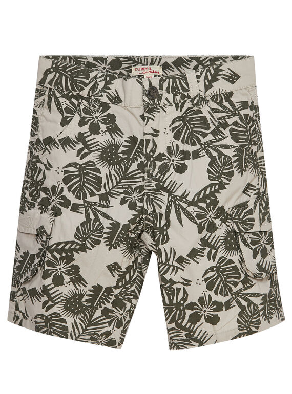 Bermuda cargo bambino beige con stampa foglie JODUBER3 / 20S902O3BER808