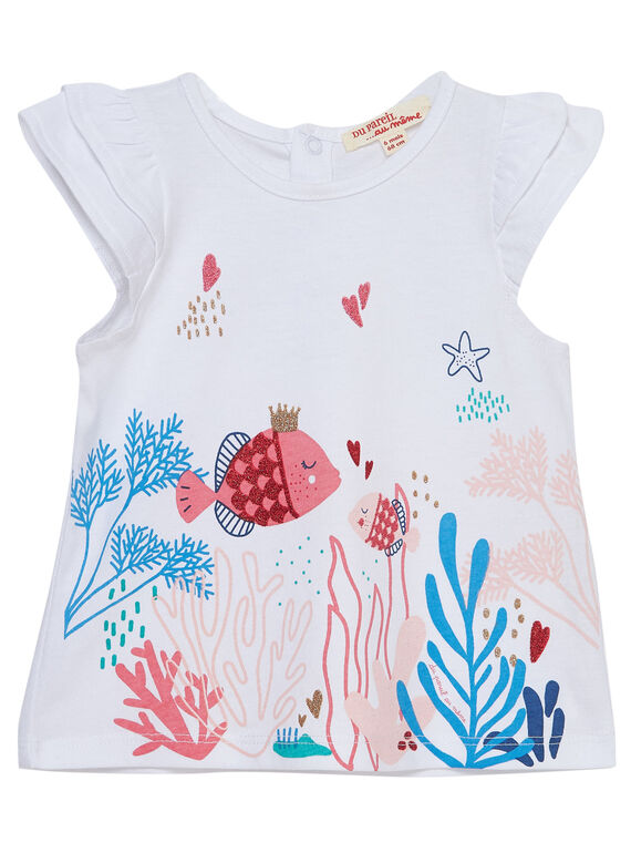 T-shirt maniche corte con volant ecrù neonata JICEATI / 20SG09N1TMC000