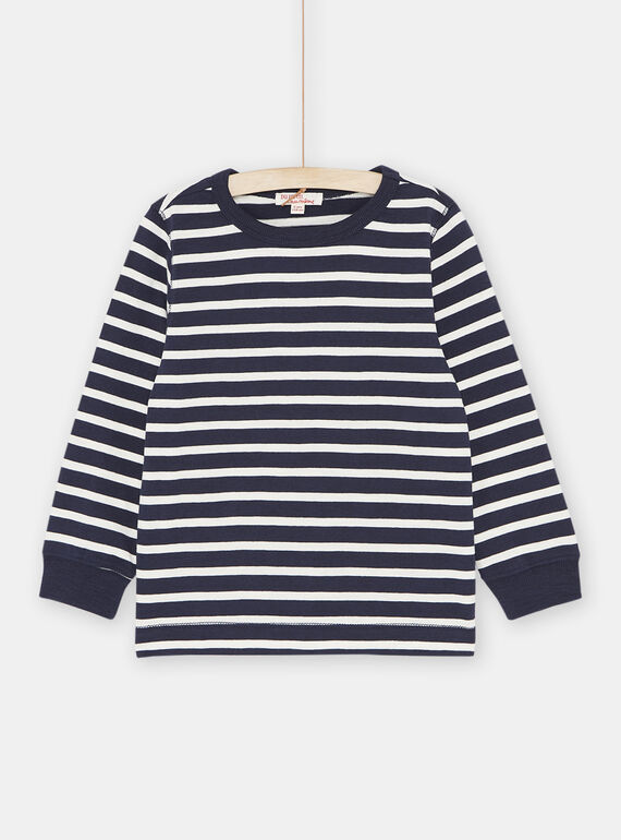 T-shirt navy con stampa a righe bambino SOJOTIRIB1 / 23W902F7TML001