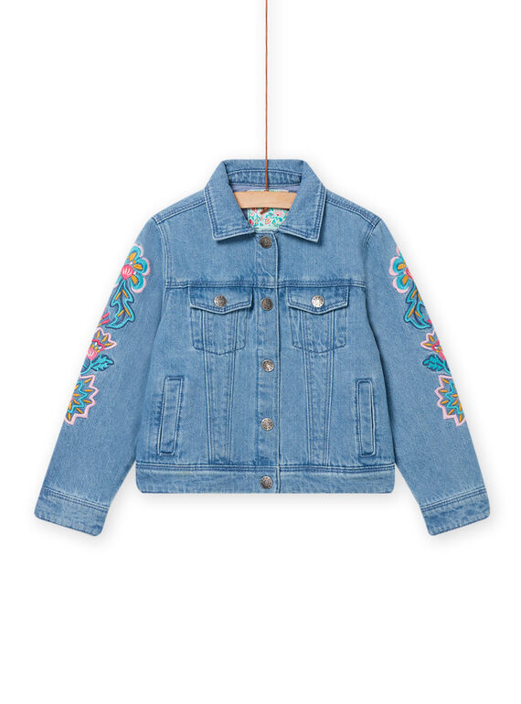 Giacca in jeans con ricami fiori grafici bambina NAGAVEST / 22S901D1VESP274
