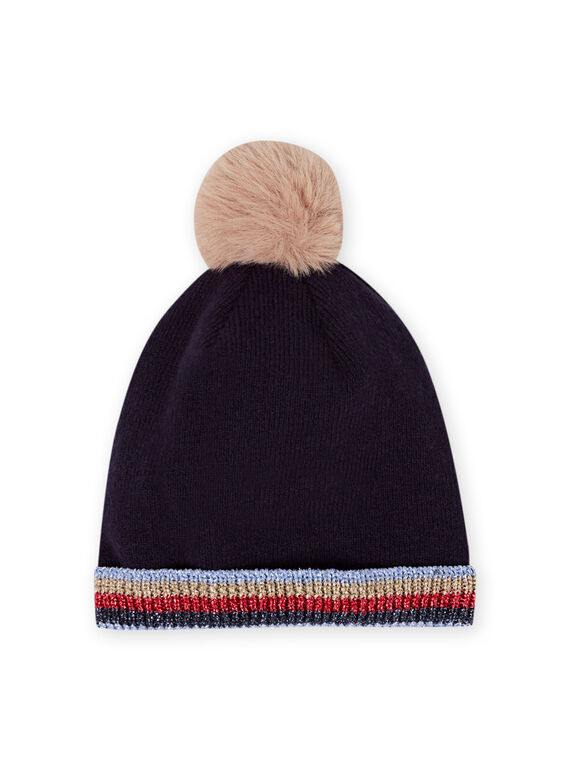 Berretto con pompon dettagli a righe bambina MYAMIXBON1 / 21WI0152BONC205