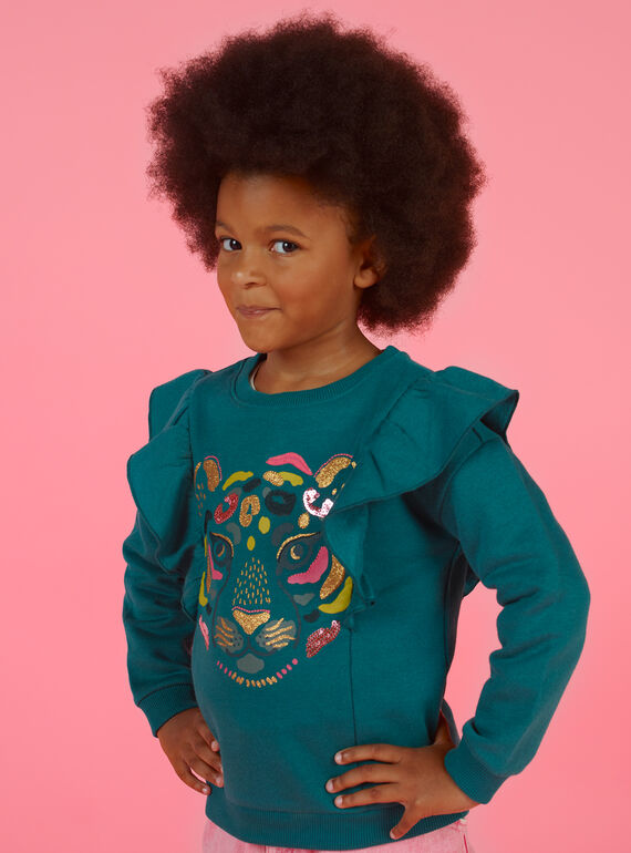 Felpa petrolio bambina MAKASWEA / 21W901I1SWEG633