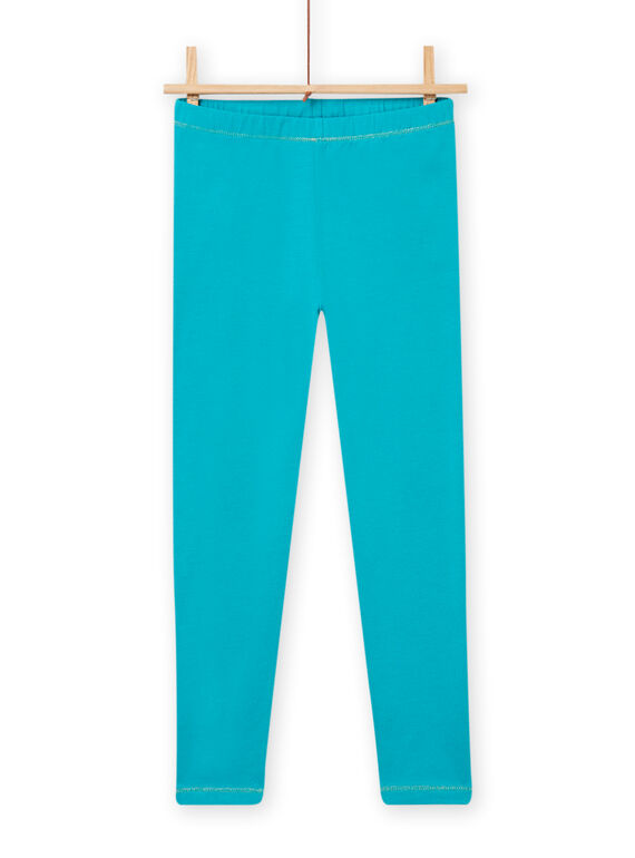 Leggings turchese con bordi dorati bambina NYAJOSLEG4 / 22SI0163CAL202