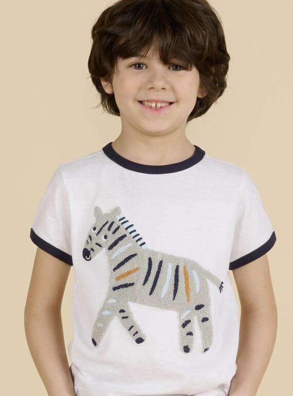 T-shirt bianca motivo zebrato bambino NOSOTI / 22S902Q1TMC000
