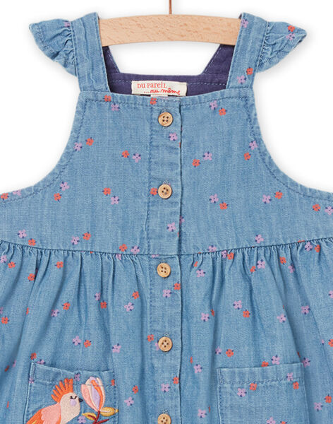 Abito denim con ricami fiori RISUNROB1 / 23SG09K2ROBP274