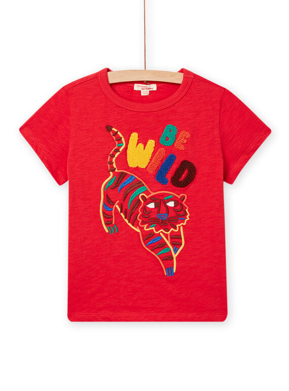 T-shirt rossa con motivo tigra ricamato bambino NOFLATI2 / 22S902R1TMCF517