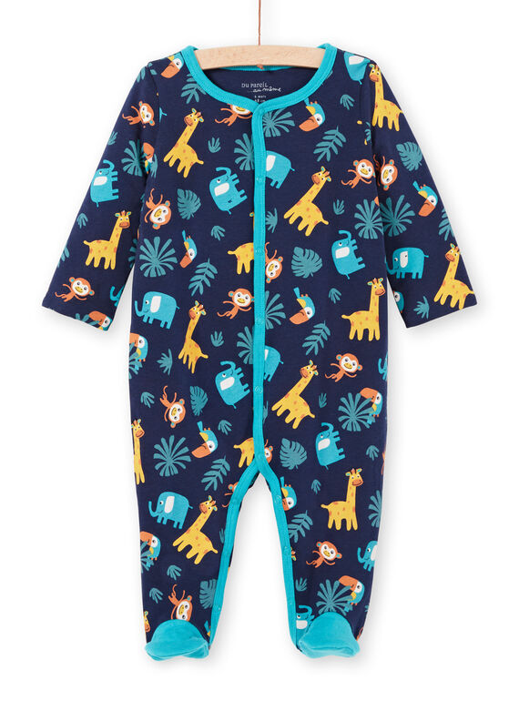 Tutina double face blu notte stampa animali neonato MEGAGREANI / 21WH1486GREC205