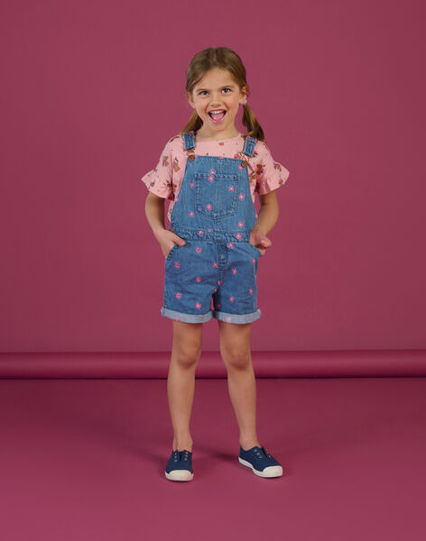 Salopette in jeans blu con ricami a fiori RAMAGSAC / 23S901T1SACP272