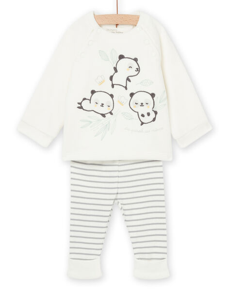 Maglia con motivi panda e leggings a righe POU2ENS1 / 22WF0492ENS904