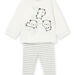 Maglia con motivi panda e leggings a righe