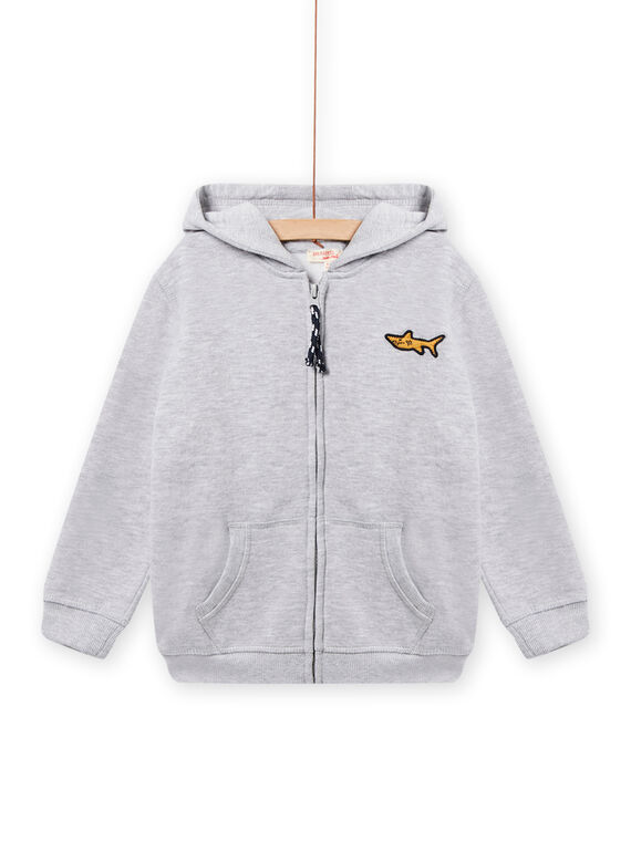 Giacca sportiva con cappuccio grigio melange bambino NOJOJOH2 / 22S90261JGHJ922