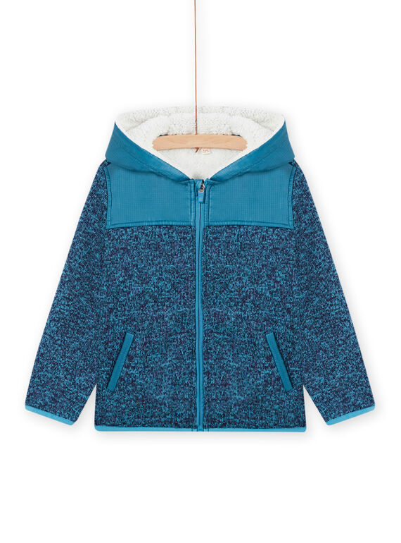 Giacca con cerniera e cappuccio in materiale tecnico blu bambino MOJOTEKGIL3 / 21W902N3GILC211