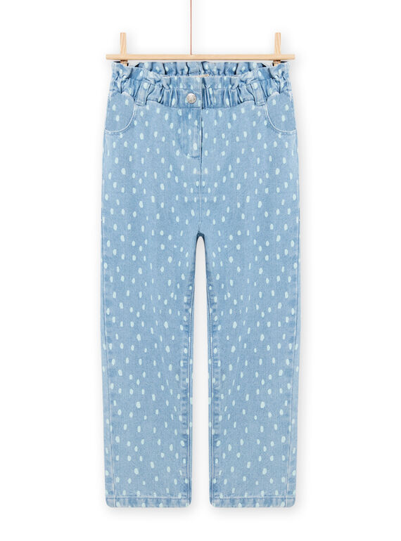 Jeans paperbag denim chiaro a pois bambina NAMOPANT / 22S901N1PANP272