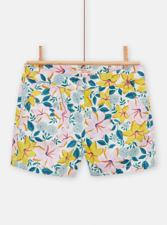 Shorts ecrù con stampa a fiori bambina TAPOSHORT / 24S901M1SHO001
