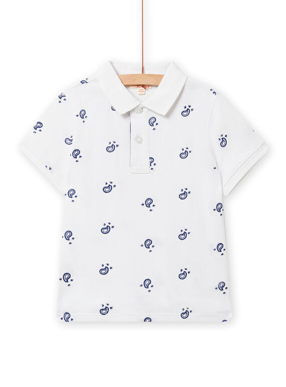 Polo bianca piqué con stampa fantasia bambino NOBAPOL / 22S90211POL000